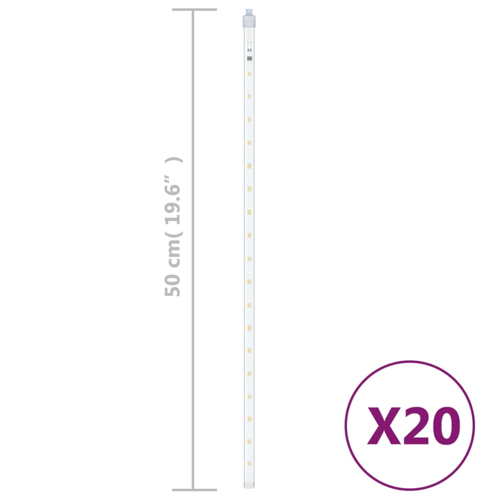 Luci Meteoriche 20 pz 50cm Bianco Caldo 720 LED Interni Esterni