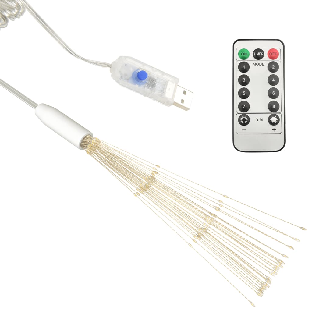 Luci di Natale Fuochi Artificio 10pz Bianco Caldo 10cm 1400 LED
