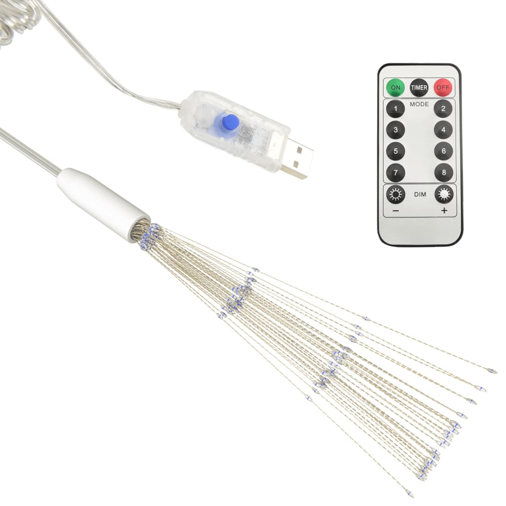 Luci di Natale Fuochi d'Artificio Blu Chiaro 20 cm 140 LED