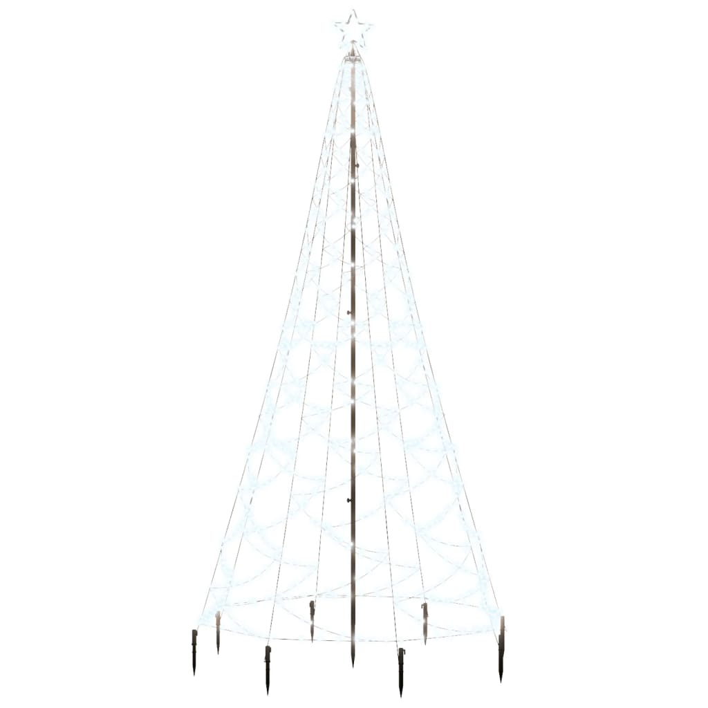 Albero di Natale con Palo in Metallo 500 LED Bianco Freddo 3 m