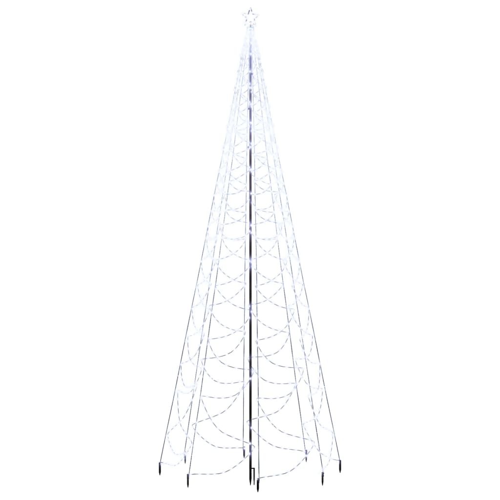 Albero di Natale con Palo in Metallo 500 LED Bianco Freddo 5 m