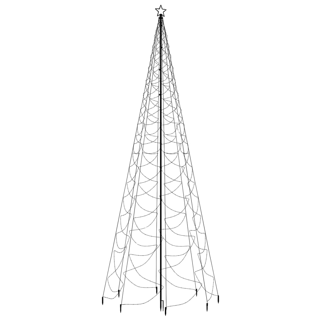 Albero di Natale con Palo in Metallo 500 LED Bianco Freddo 5 m