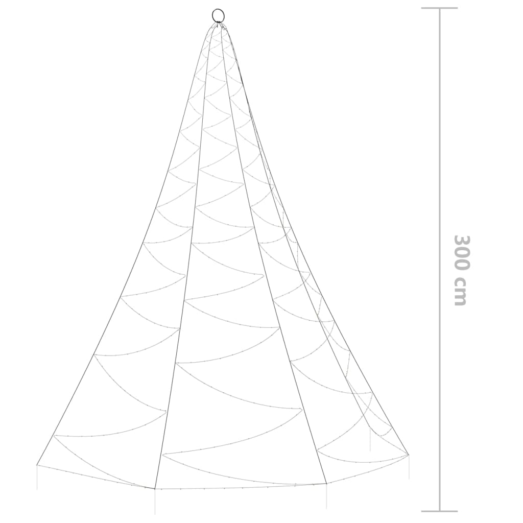 Albero da Parete con Gancio Metallico 260 LED Blu 3 m