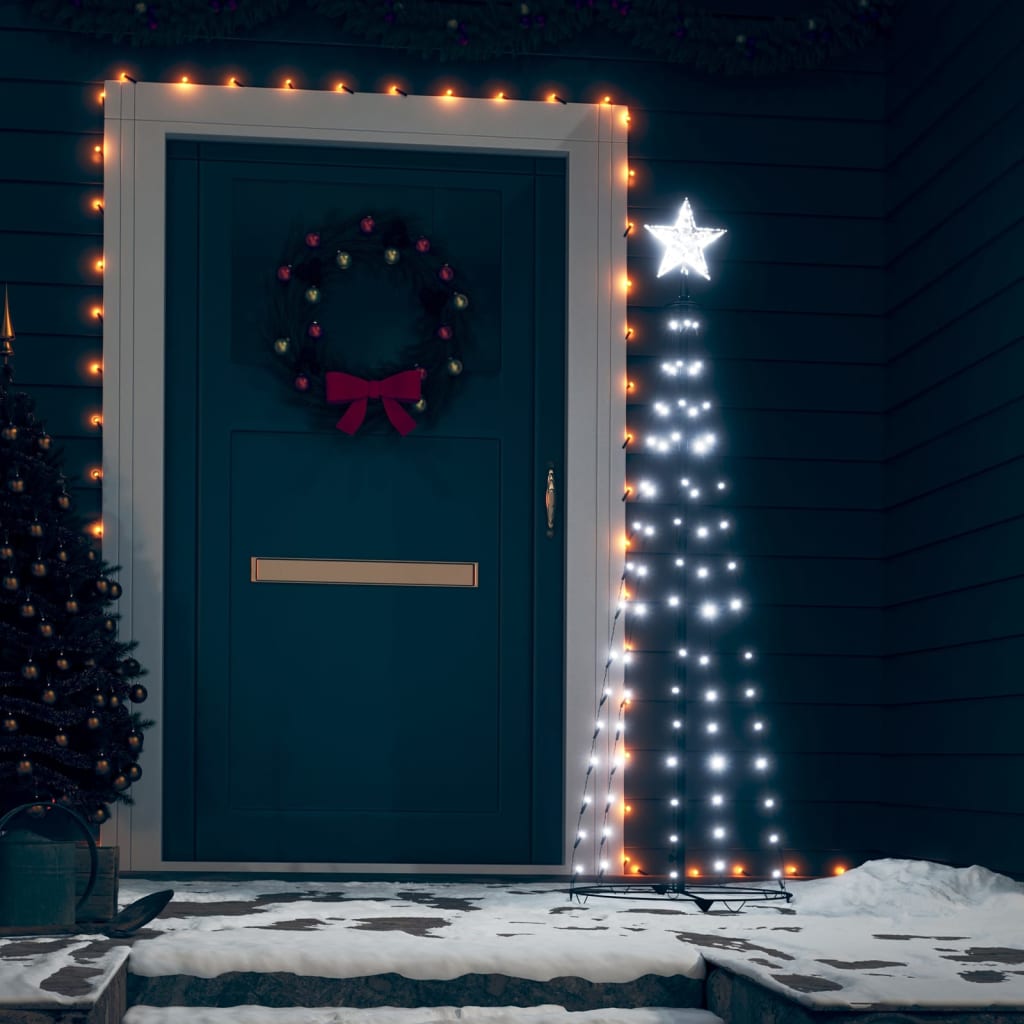 Albero di Natale a Cono con 70 LED Bianco Freddo 50x120 cm
