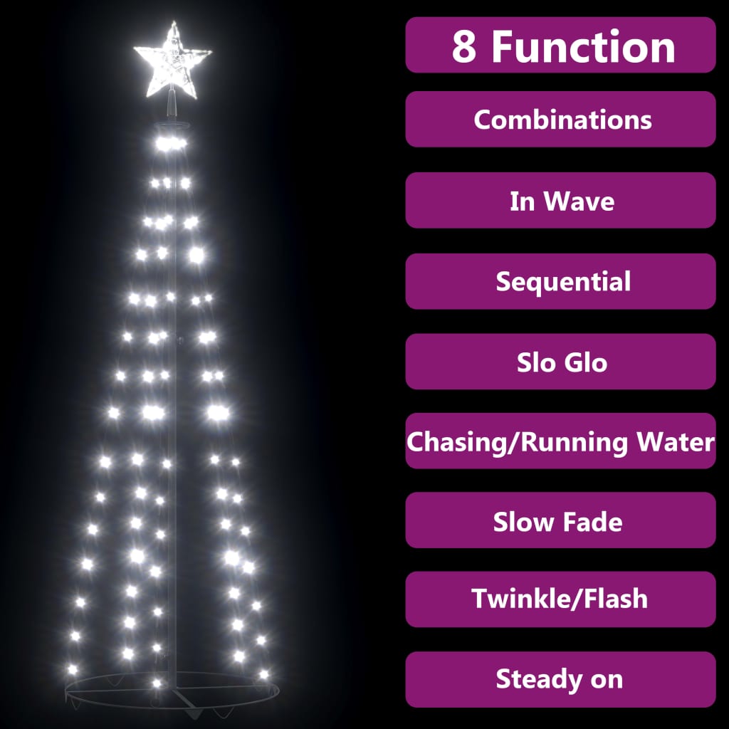 Albero di Natale a Cono con 70 LED Bianco Freddo 50x120 cm