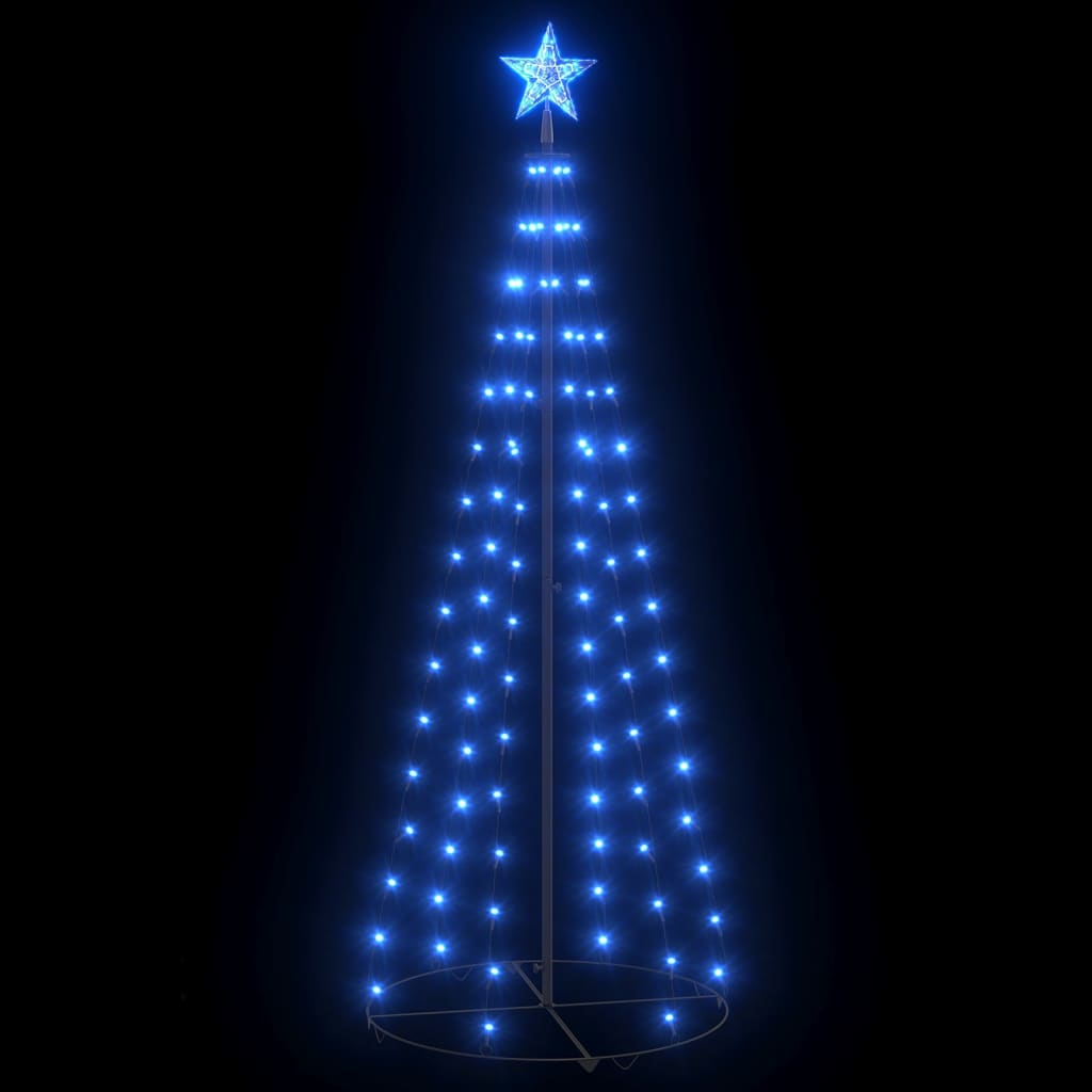 Albero di Natale a Cono Decorato Blu con 100 LED 70x180 cm