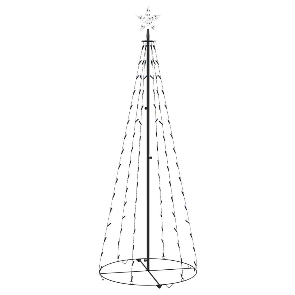 Albero di Natale a Cono Decorato Blu con 100 LED 70x180 cm
