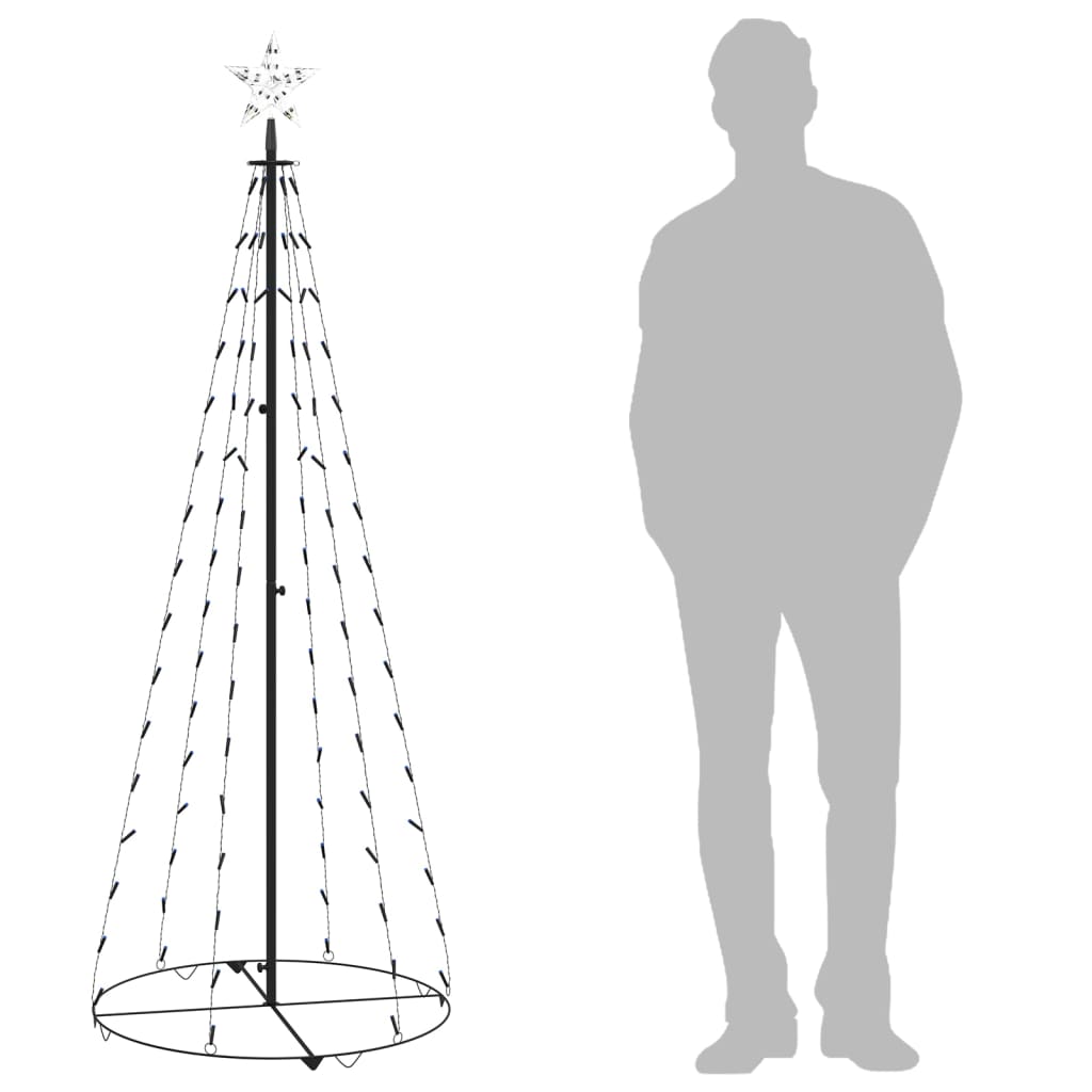 Albero di Natale a Cono Decorato Blu con 100 LED 70x180 cm