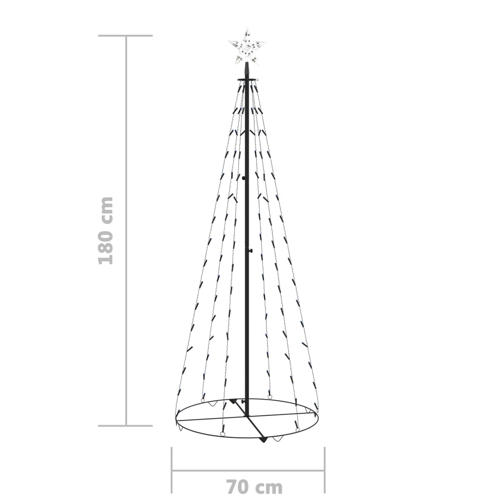 Albero di Natale a Cono Decorato Blu con 100 LED 70x180 cm