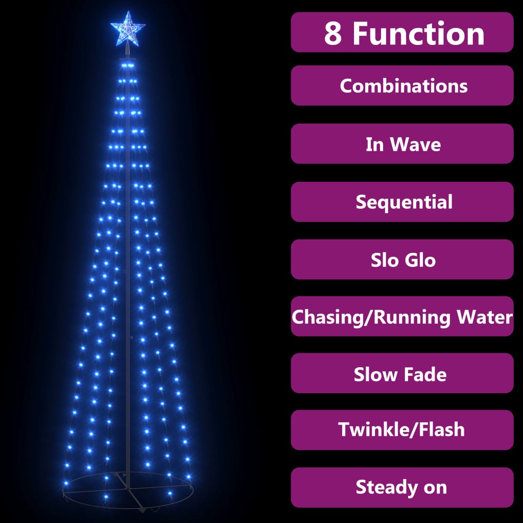 Albero di Natale a Cono Decorato Blu con 136 LED 70x240 cm