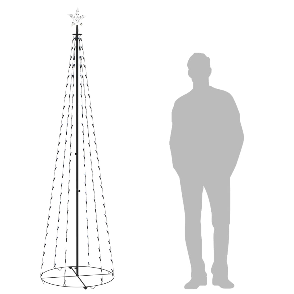 Albero di Natale a Cono Decorato Blu con 136 LED 70x240 cm