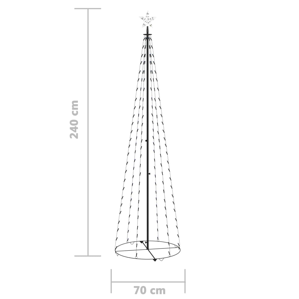 Albero di Natale a Cono Decorato Blu con 136 LED 70x240 cm