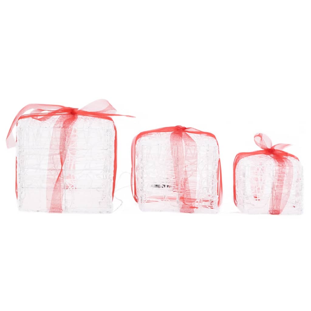 Scatole Regalo Decorative Natale in Acrilico 3 pz Bianco Freddo