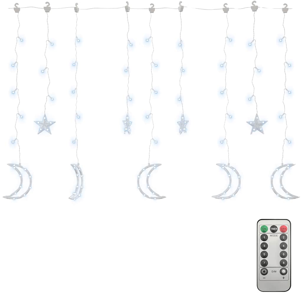 Luci Fatate Stella e Luna con Telecomando 138 LED Bianco Freddo