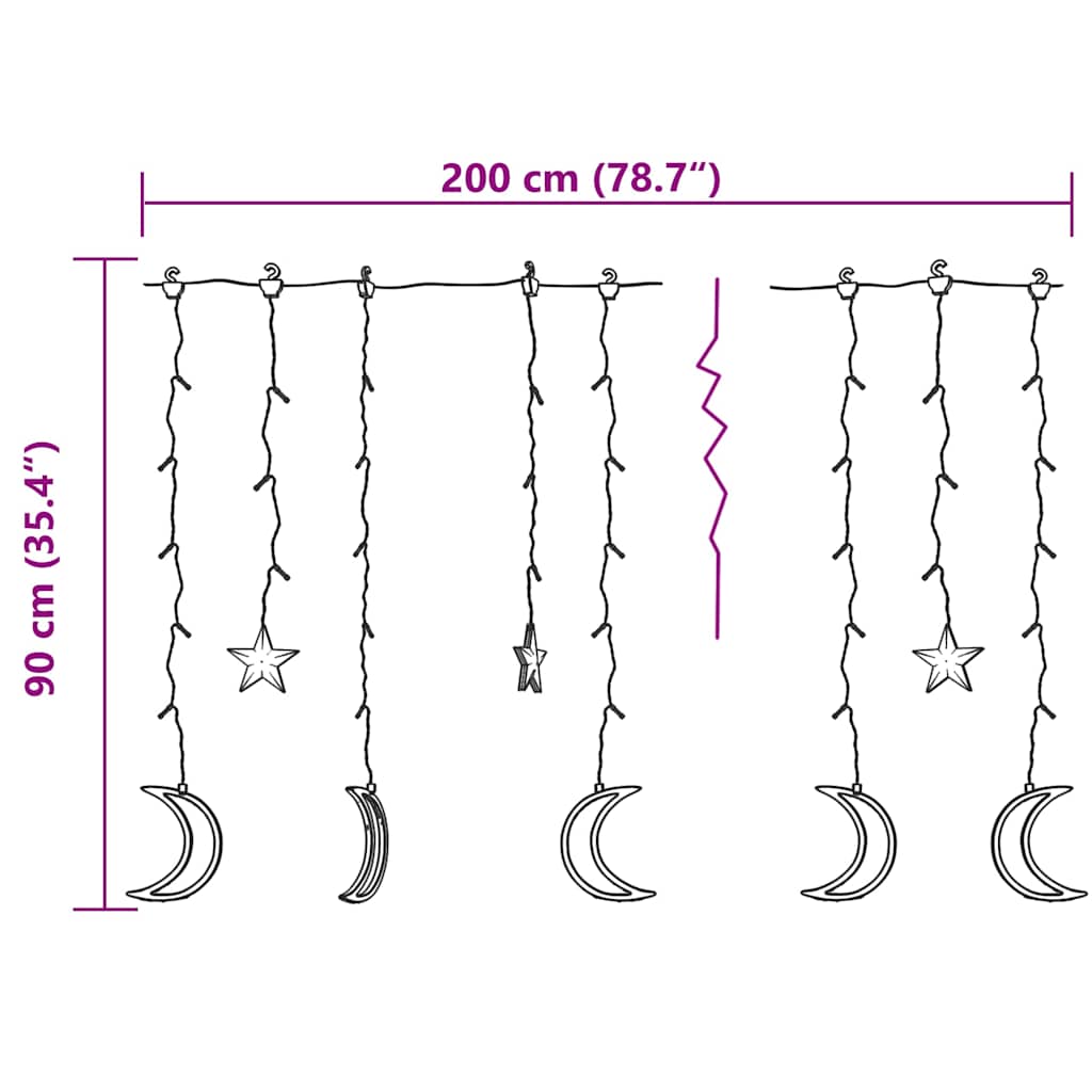 Luci Fatate Stella e Luna con Telecomando 138 LED Bianco Freddo