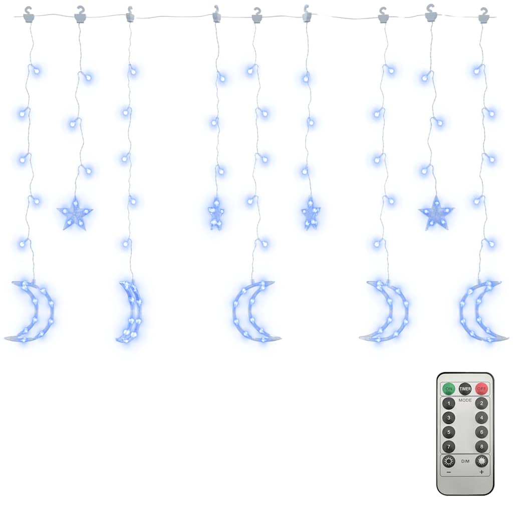 Luci Fatate Stella e Luna con Telecomando 138 LED Blu