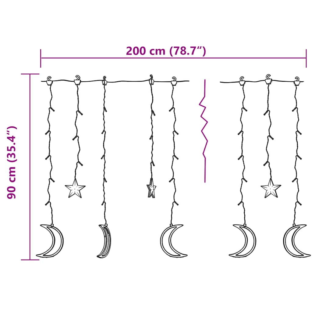 Luci Fatate Stella e Luna con Telecomando 138 LED Colorate