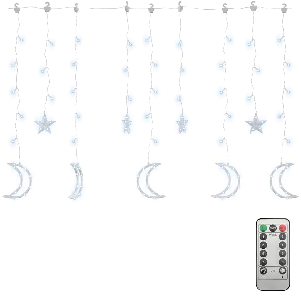 Luci Fatate Stella e Luna con Telecomando 345 LED Bianco Freddo