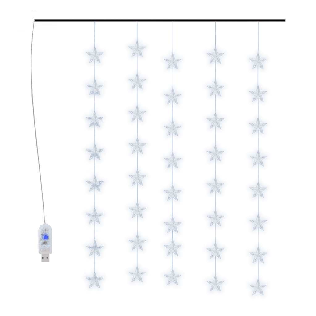 Luci Fatate a Stella a LED 200 LED Bianco Freddo 8 Funzioni