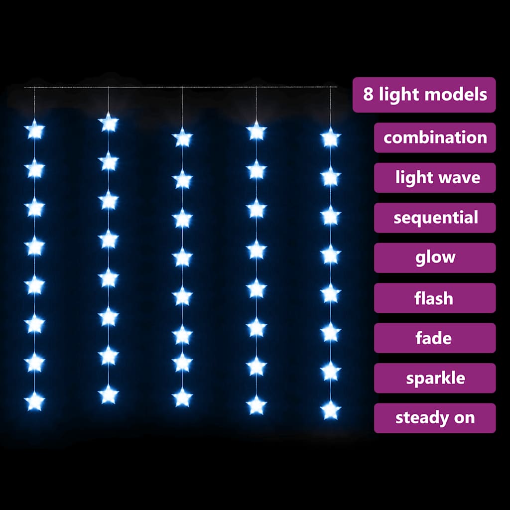 Luci Fatate a Stella a LED 200 LED Blu 8 Funzioni