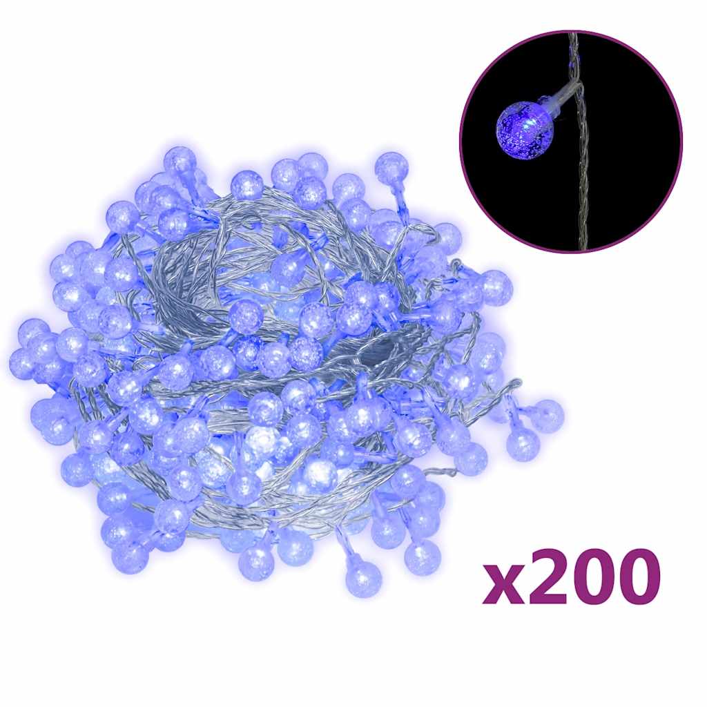 Filo di Luci Sferiche 20m 200 LED Blu con 8 Funzioni