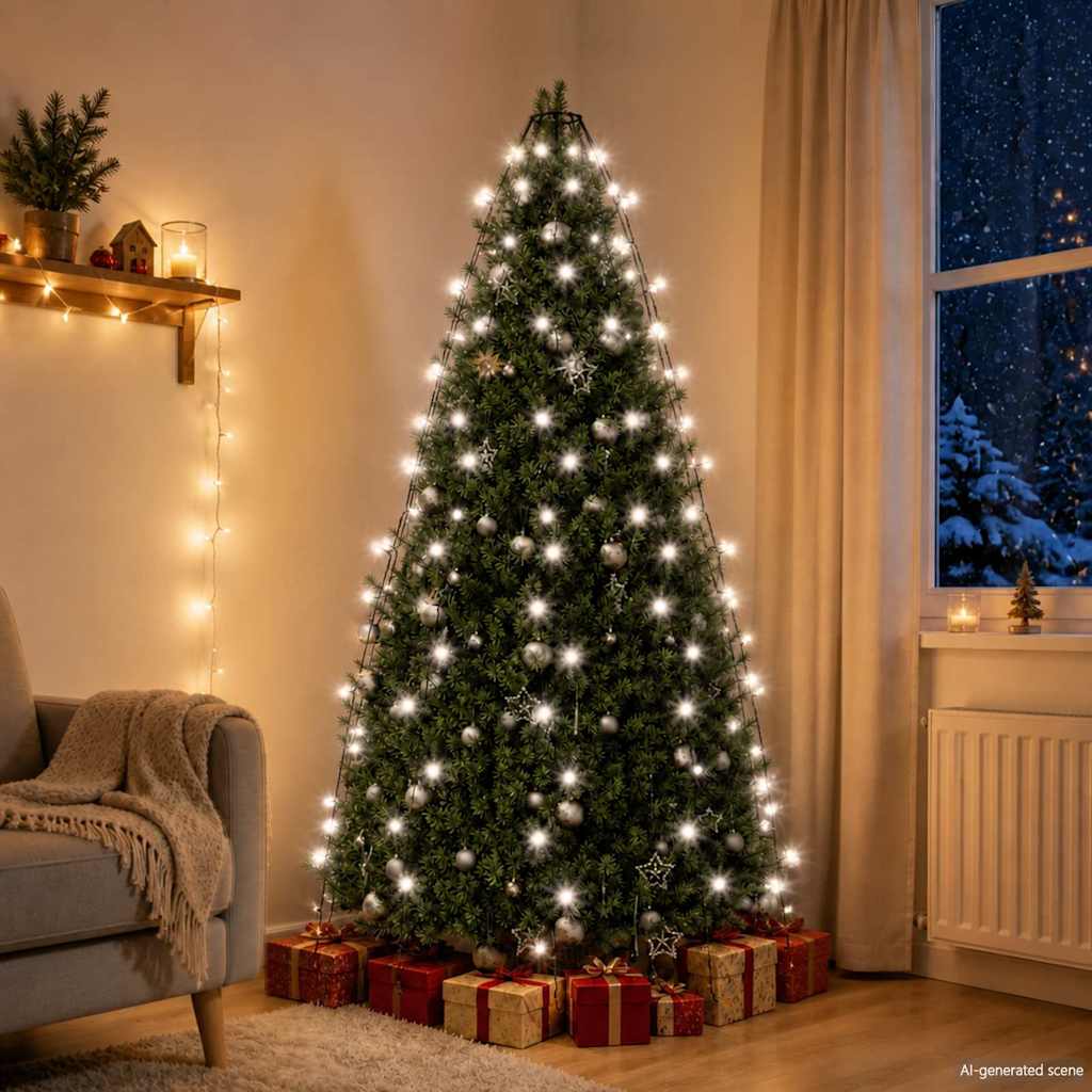 Rete di Luce per Albero di Natale 180 LED Bianco Freddo 180 cm
