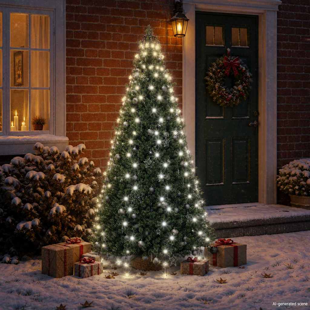 Rete di Luce per Albero di Natale 210 LED Bianco Freddo 210 cm