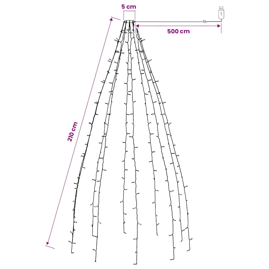 Rete di Luce per Albero di Natale 210 LED Blu 210 cm