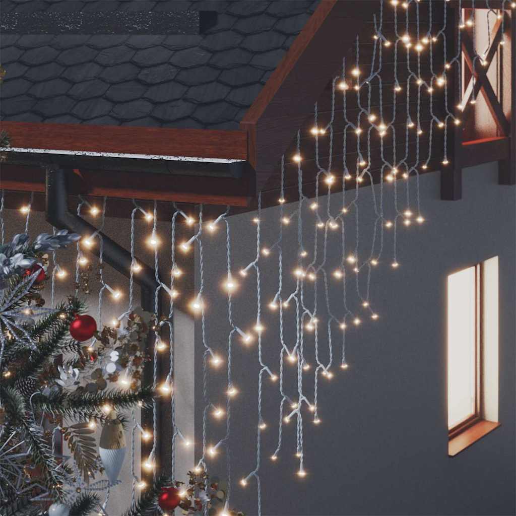 Luci a Ghiaccioli a LED 10 m 400 LED Bianco Caldo 8 Funzioni