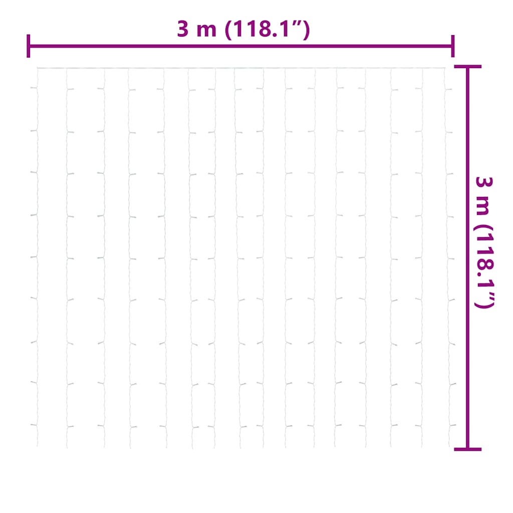 Tenda Luci a Ghiaccioli 3x3m 300 LED Colorati 8 Funzioni