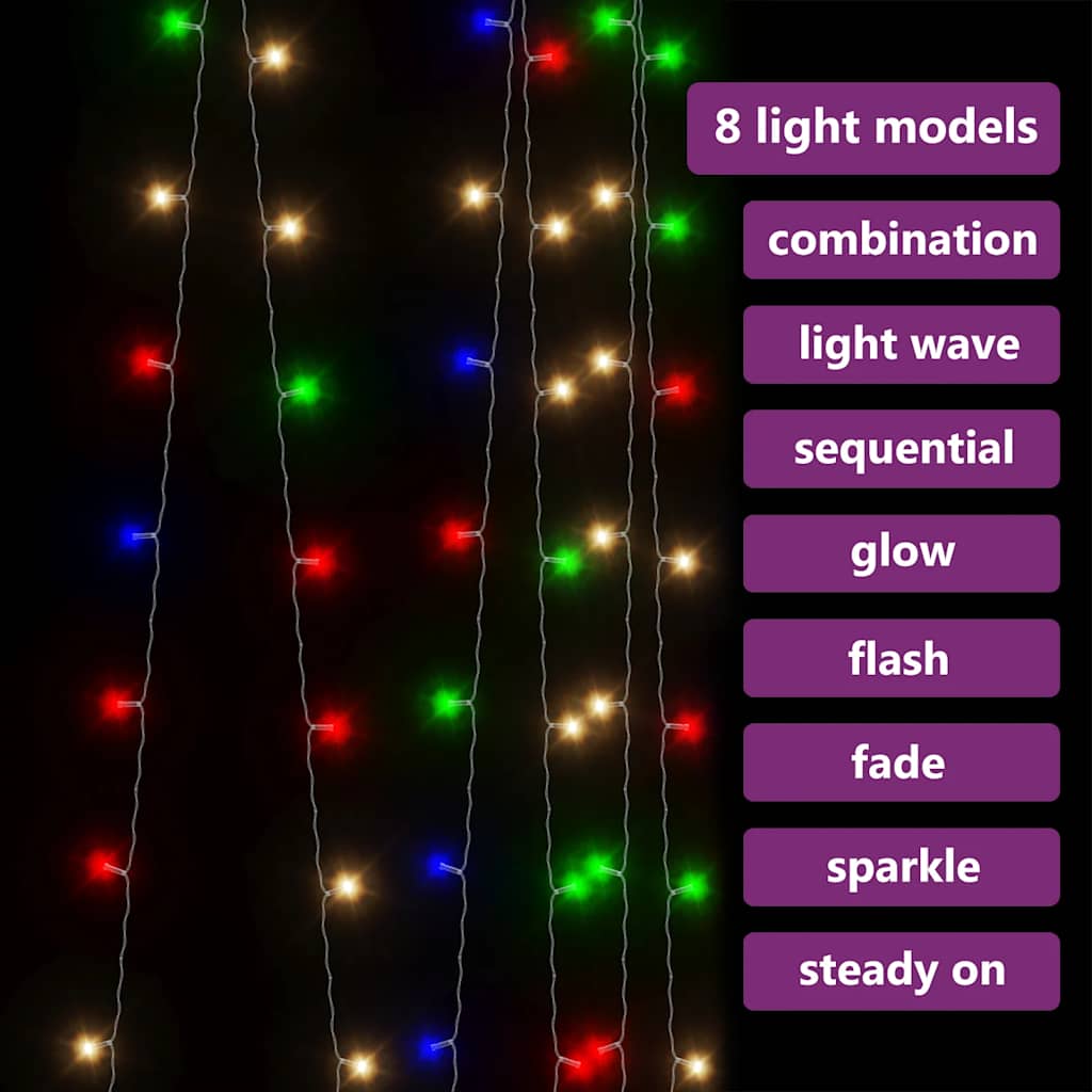Tenda Luci a Ghiaccioli 3x3m 300 LED Colorati 8 Funzioni