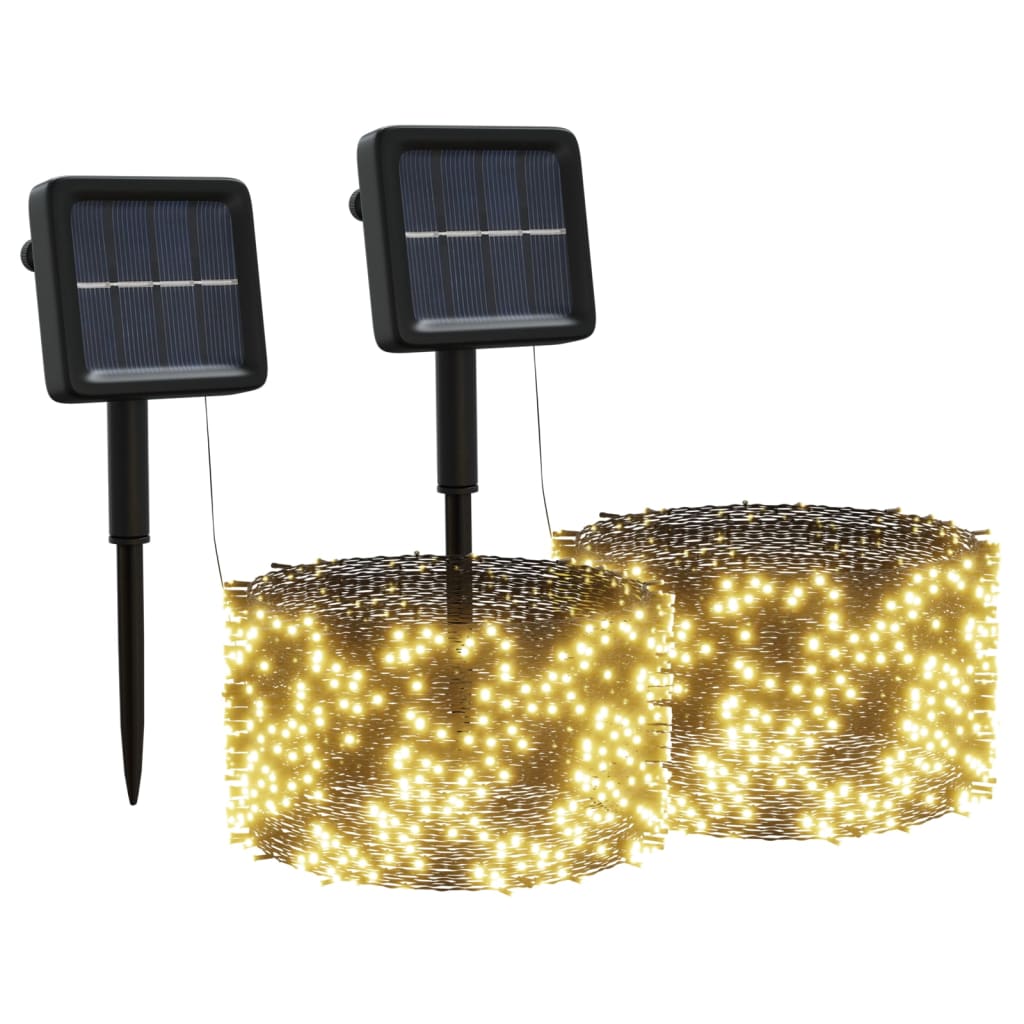 Luci Solari Fatate 2 pz 2x200 LED Bianco Caldo Interni Esterni