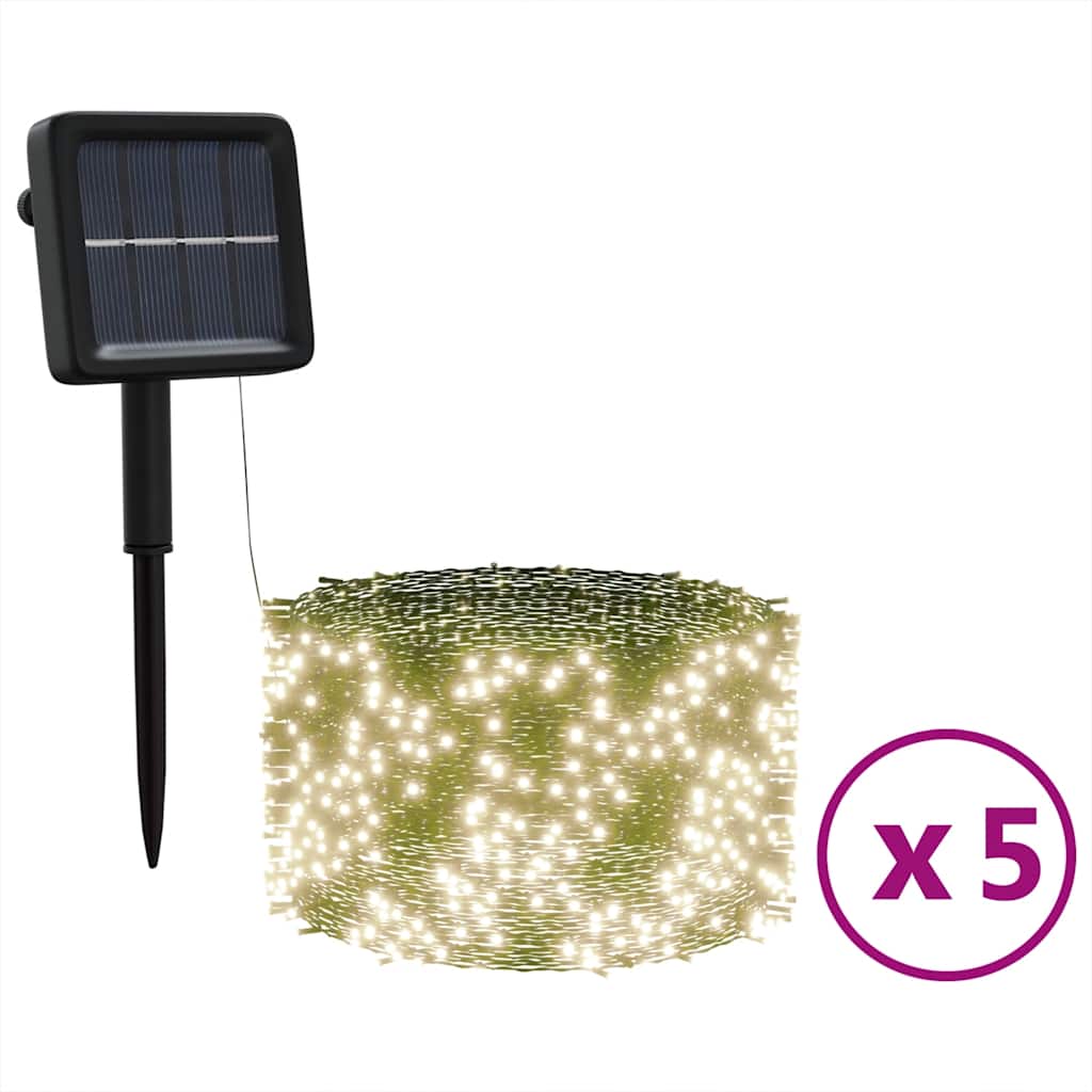 Luci Solari Fatate 5 pz 5x200 LED Bianco Caldo Interni Esterni