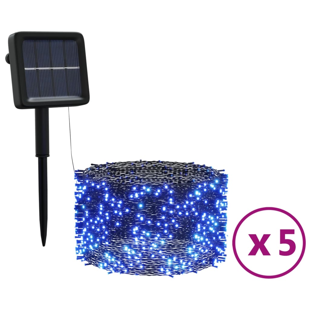 Luci Solari Fatate 5 pz 5x200 LED Blu Interni Esterni