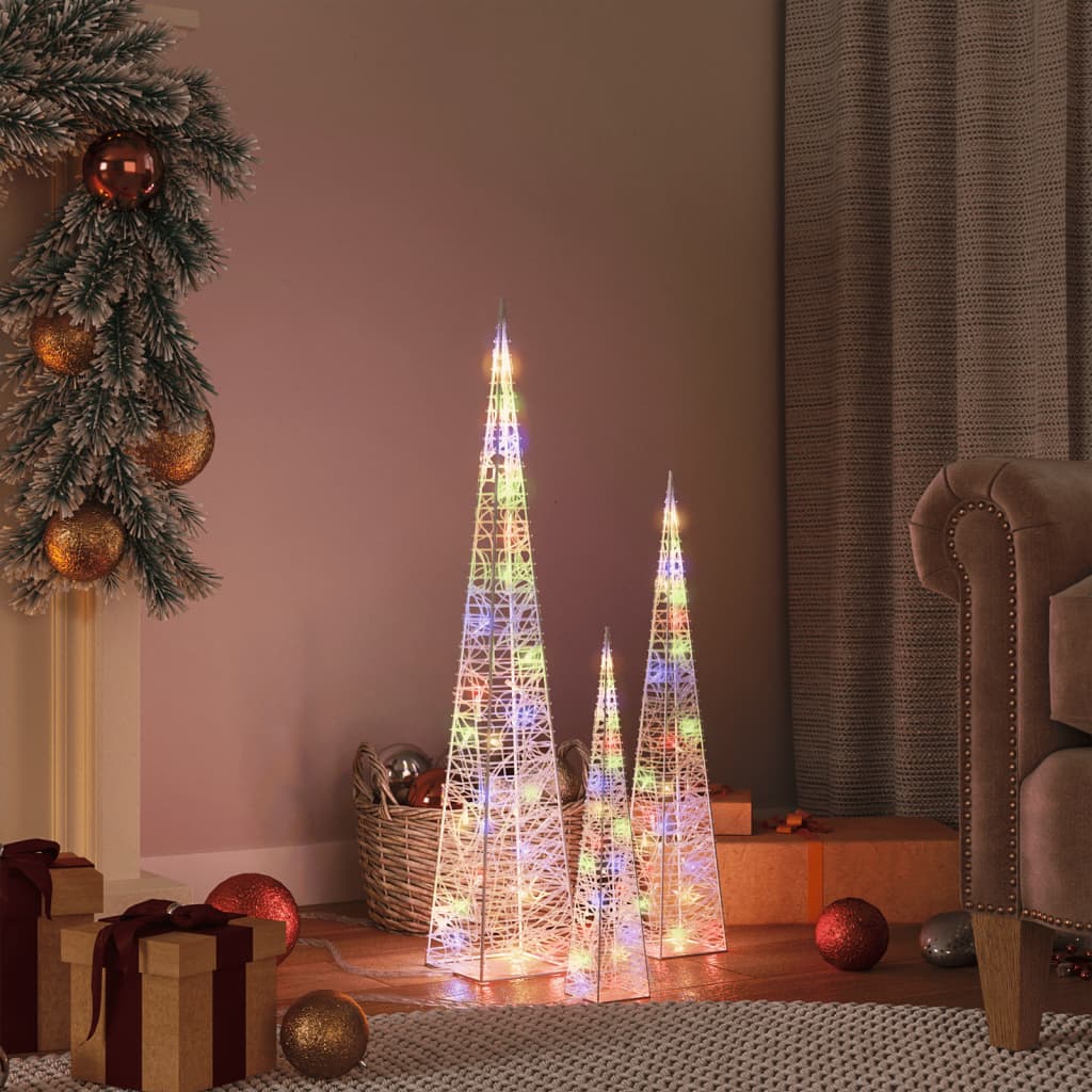 Set di Coni di Luce a LED Decorativi Multicolori 30/45/60 cm