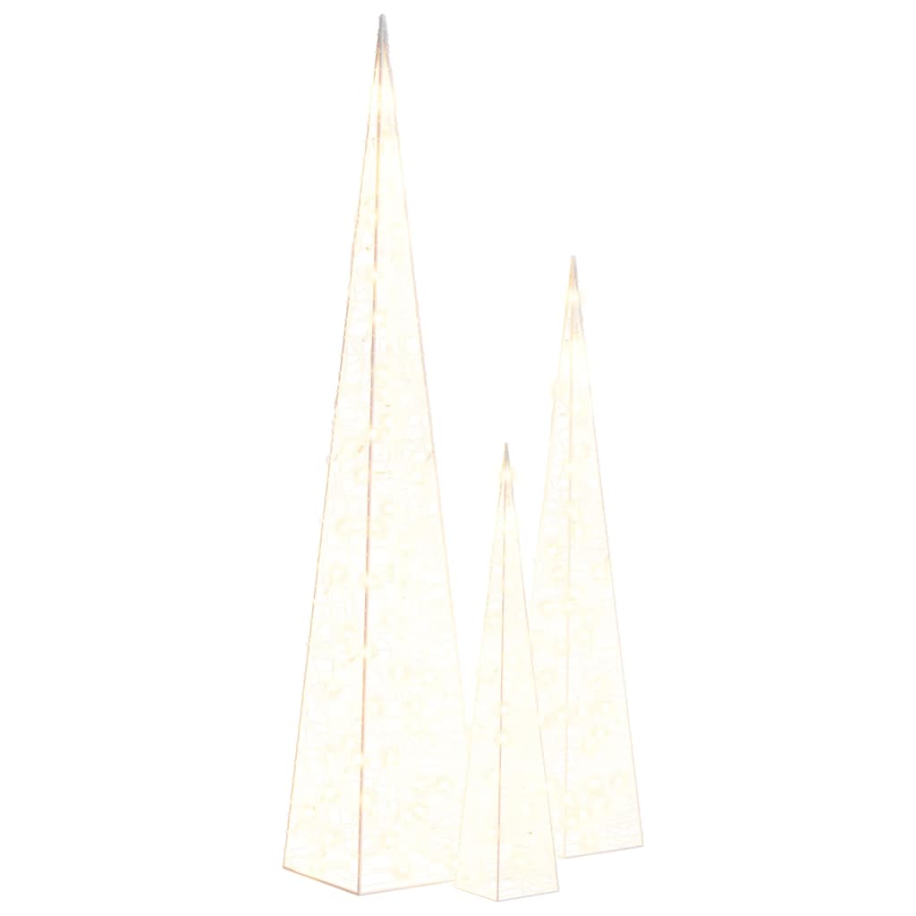 Set Coni Luce LED Acrilico Decorativo Bianco Caldo 60/90/120 cm
