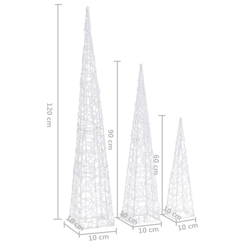Set Coni di Luce LED Acrilico Decorativo Blu 60/90/120 cm