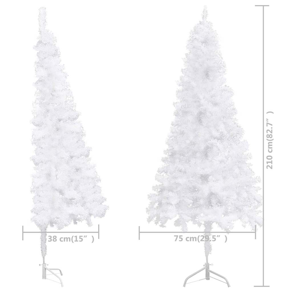 Albero di Natale Artificiale ad Angolo Bianco 210 cm PVC
