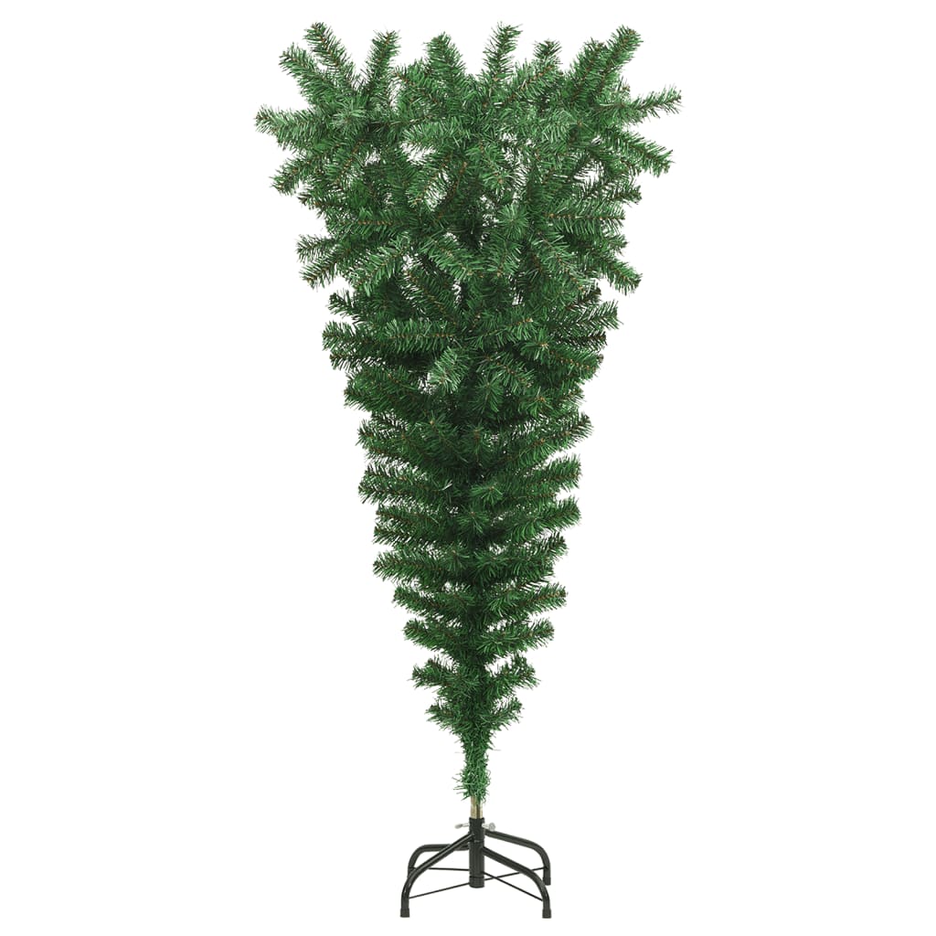 Albero di Natale Artificiale Capovolto con Supporto Verde 150 cm PVC