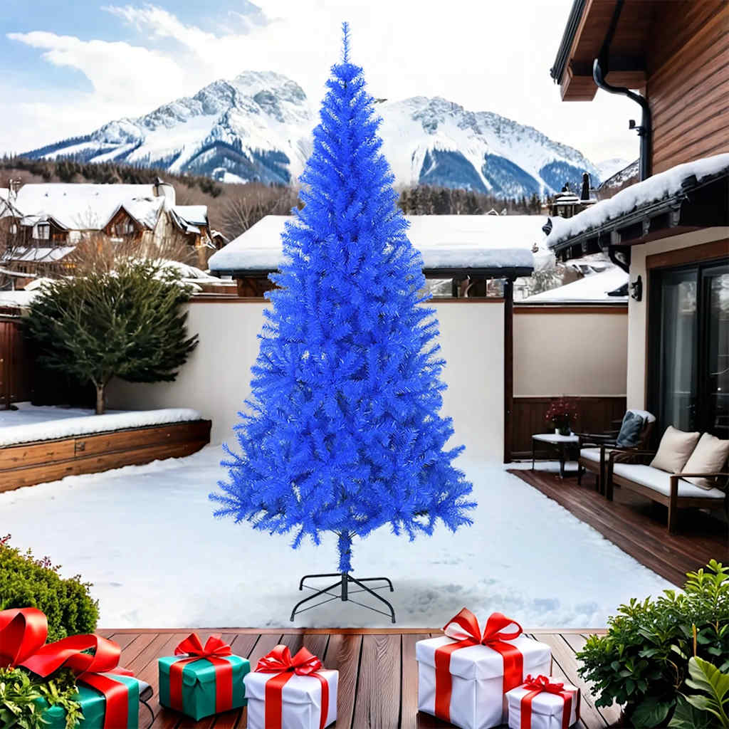Albero di Natale Artificiale con Base Blu 240 cm PVC