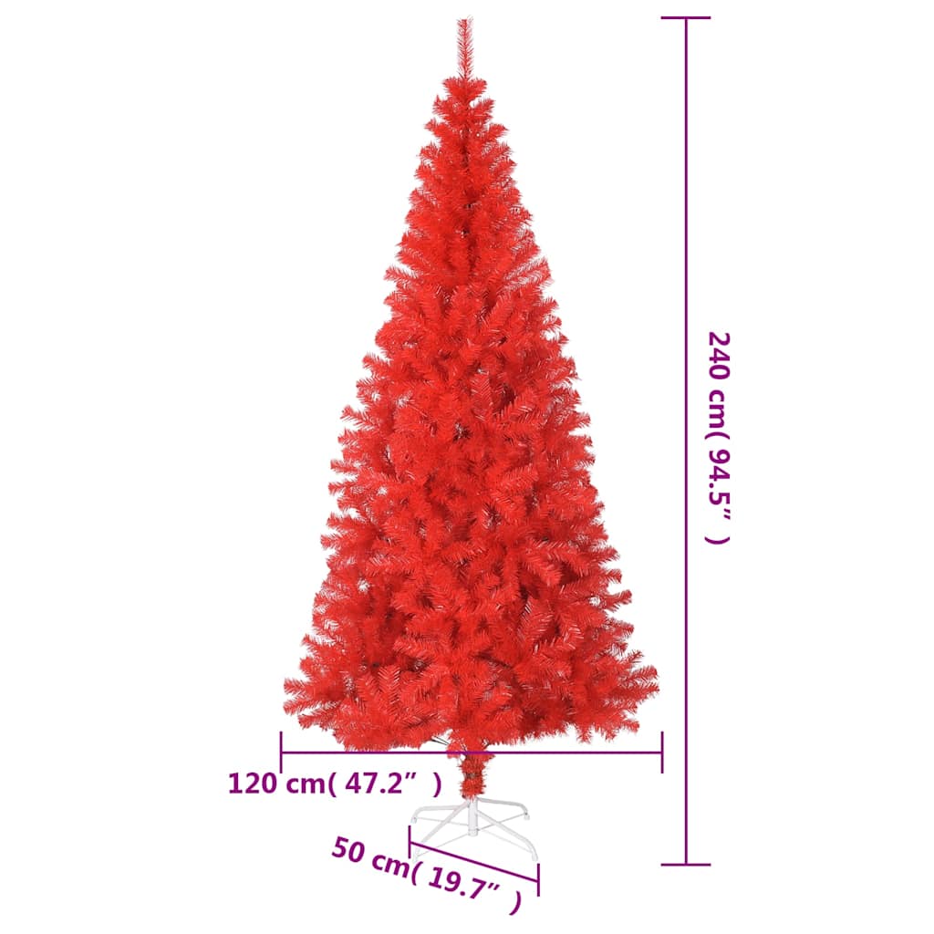 Albero di Natale Artificiale con Base Rosso 240 cm PVC