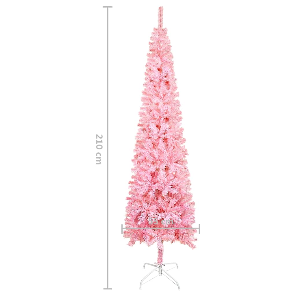 Albero di Natale Sottile Rosa 210 cm