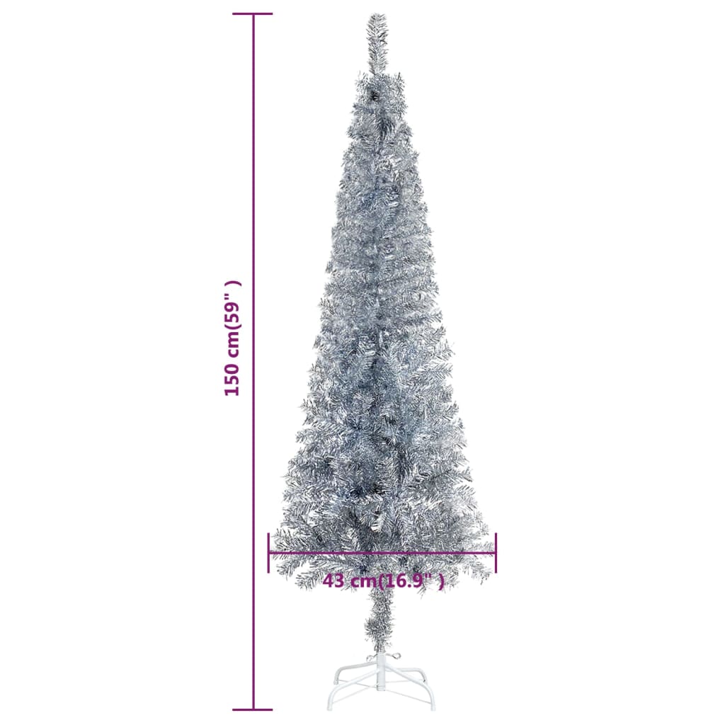 Albero di Natale Sottile Argento 150 cm