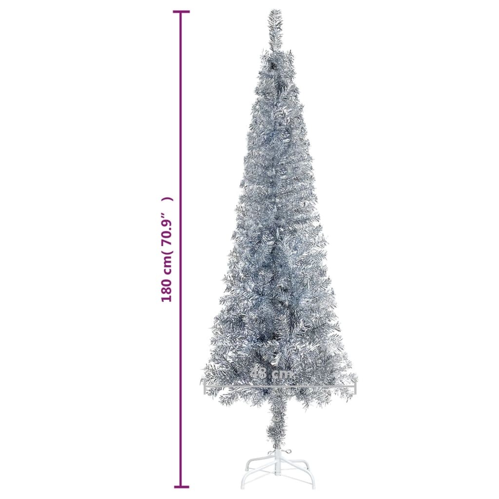 Albero di Natale Sottile Argento 180 cm