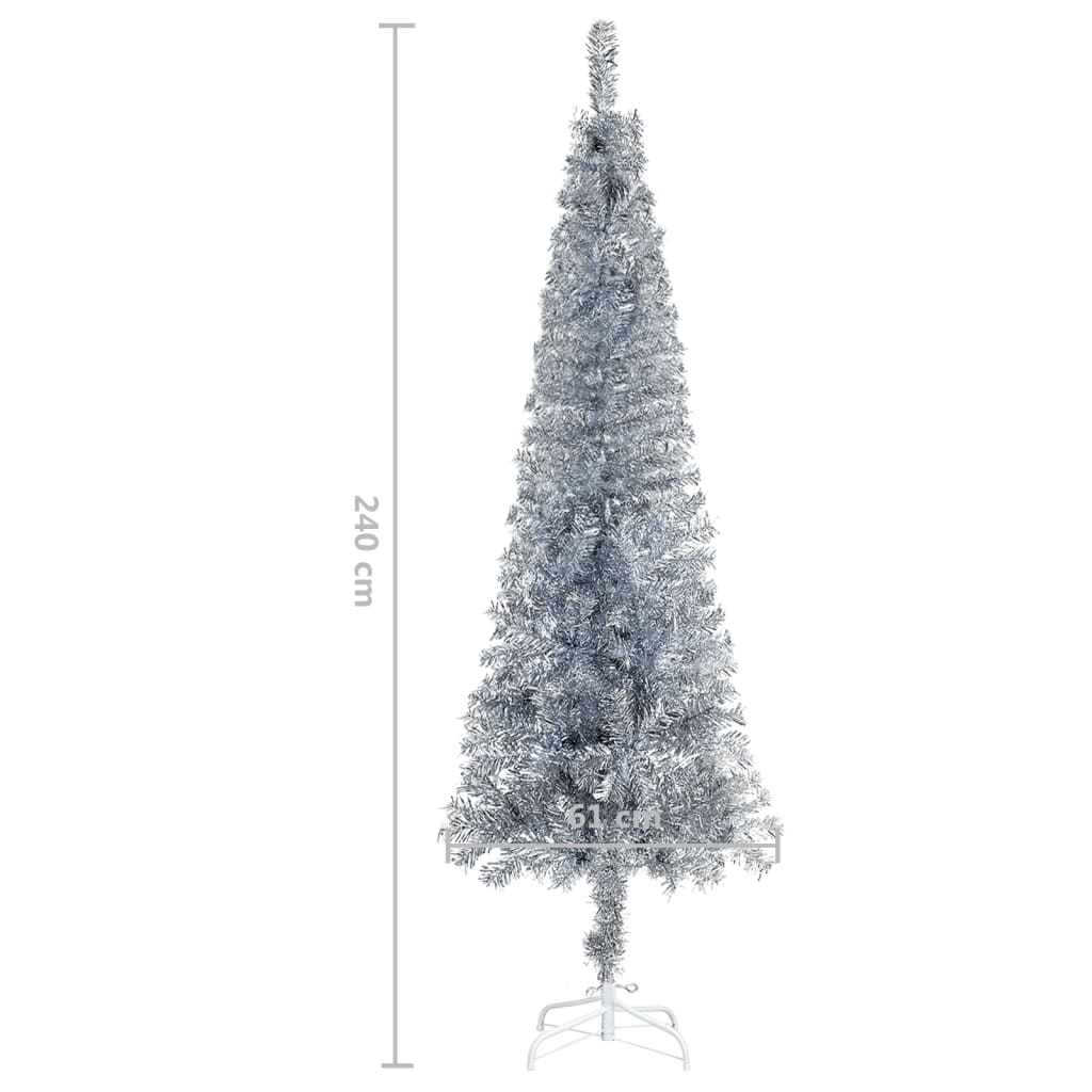 Albero di Natale Sottile Argento 240 cm