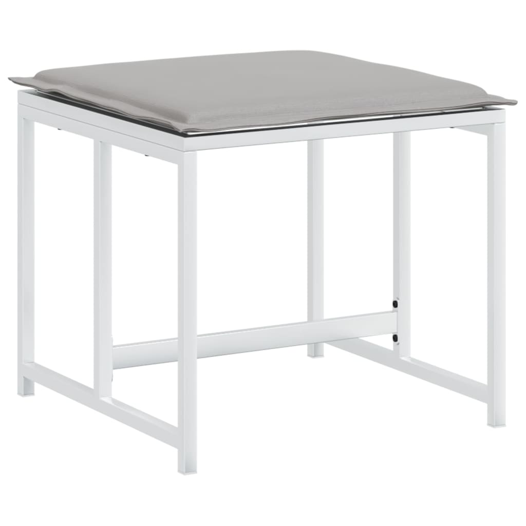 Set da Pranzo da Giardino 11 pz con Cuscini Bianco in Textilene