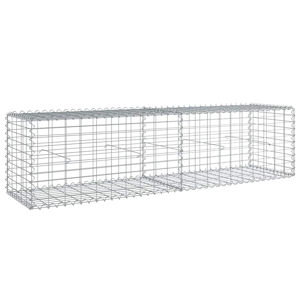 Cesto Gabbione con Copertura 200x50x50 cm Ferro Zincato