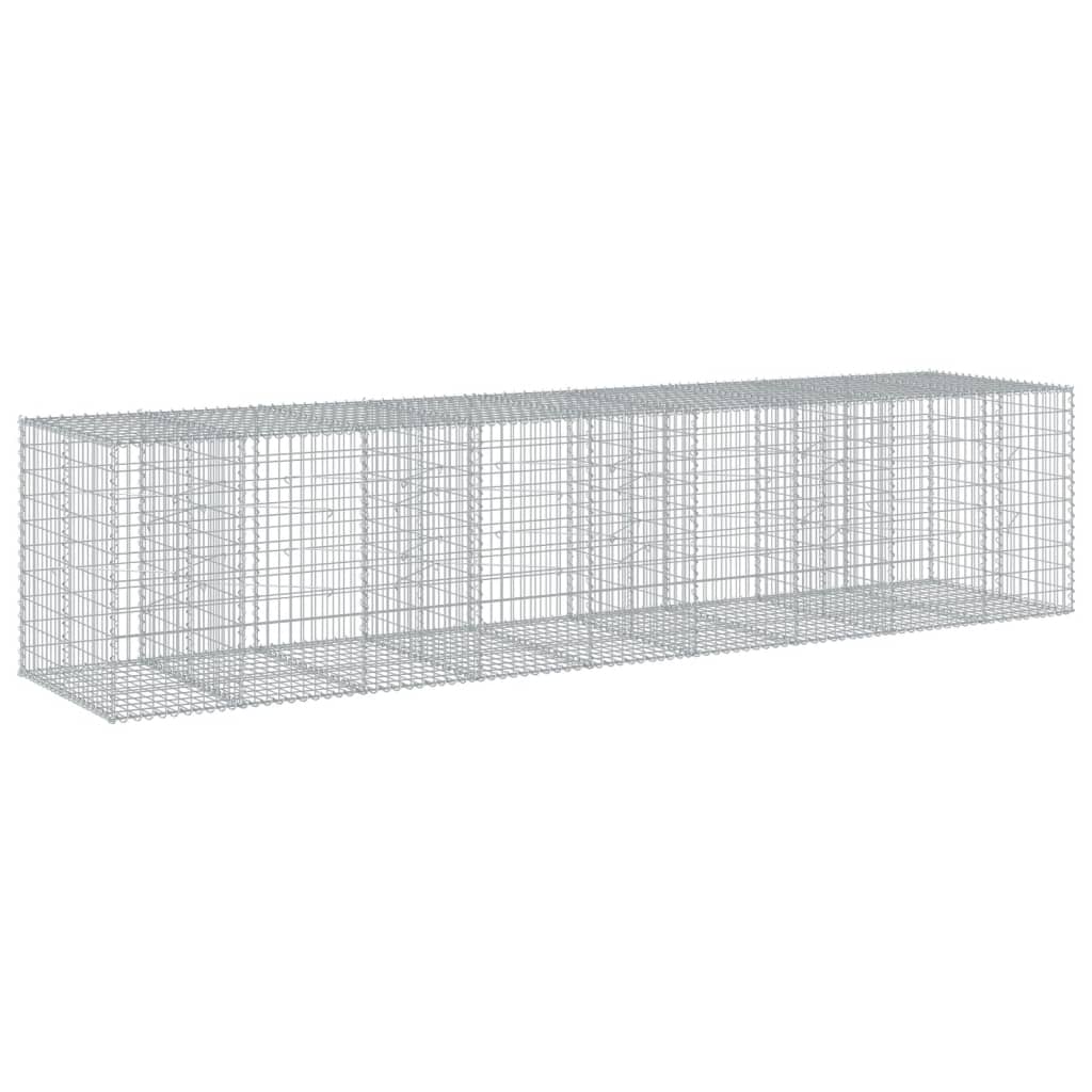 Cesto Gabbione con Copertura 450x100x100 cm in Ferro Zincato
