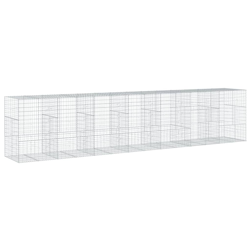 Cesto Gabbione con Copertura 700x100x150 cm in Ferro Zincato