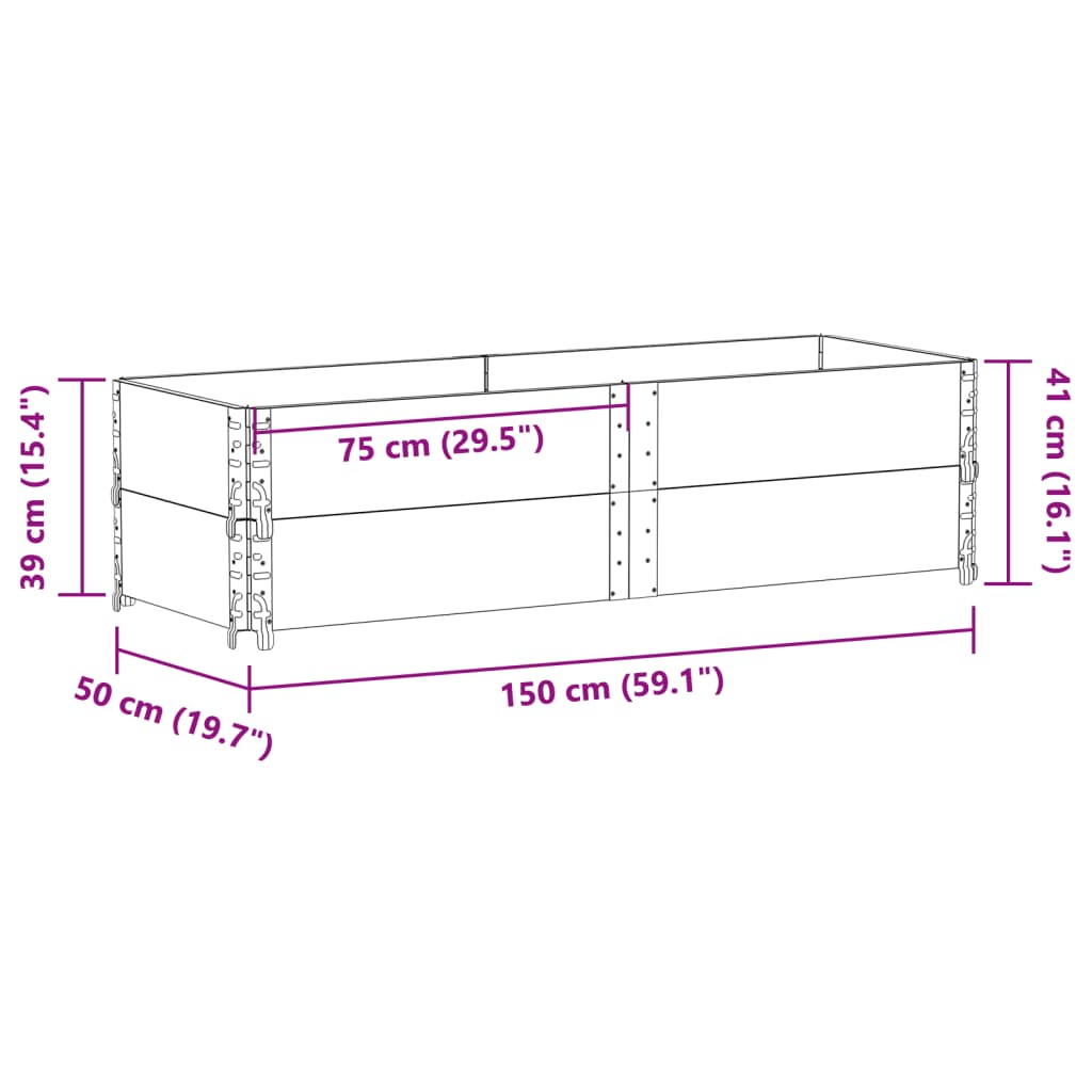 Fioriera da Giardino Grigia 150x50 cm Legno Massello di Pino